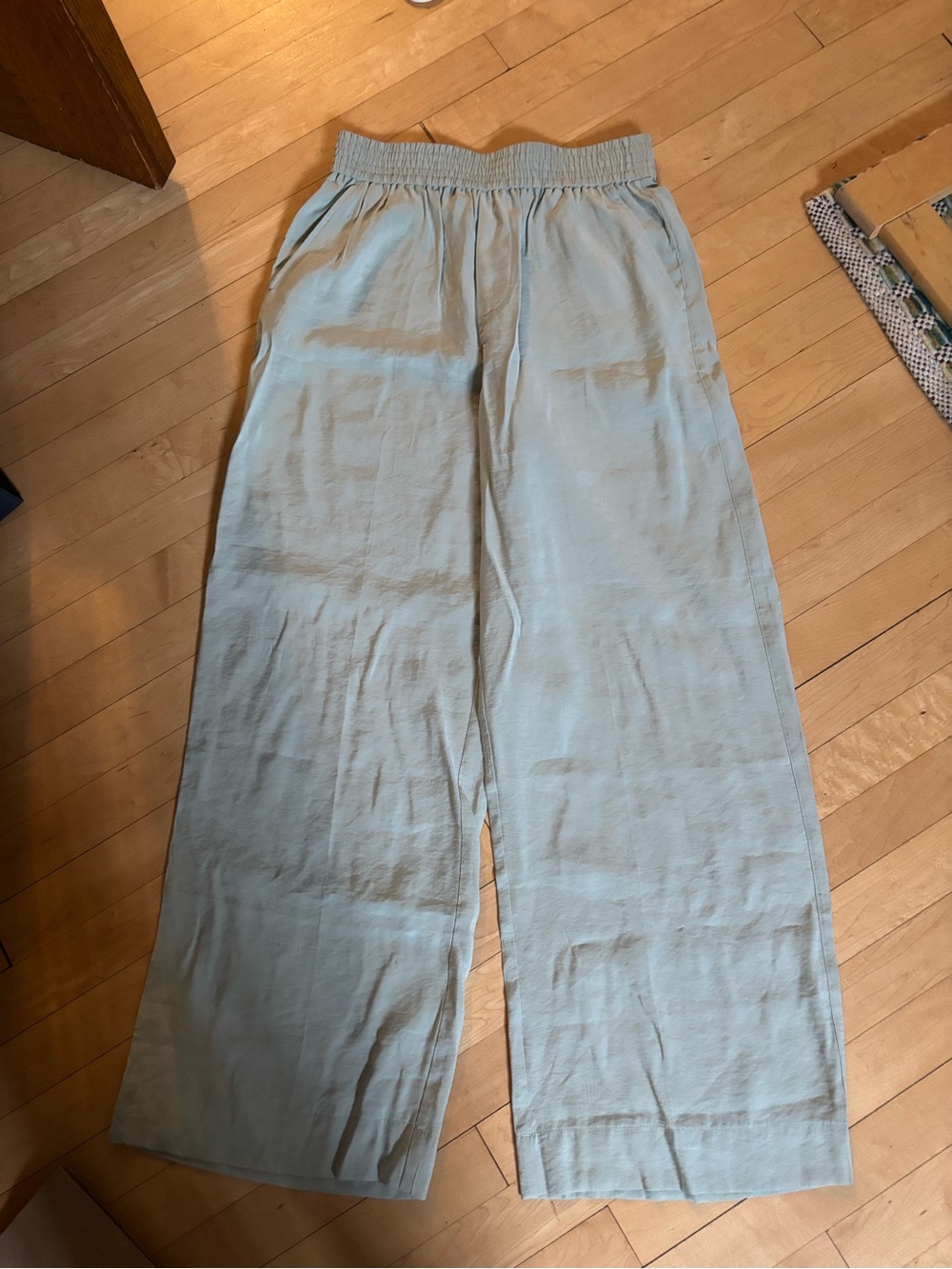 Madewell Light Green Wide-Leg Elastic-Waist Chinos